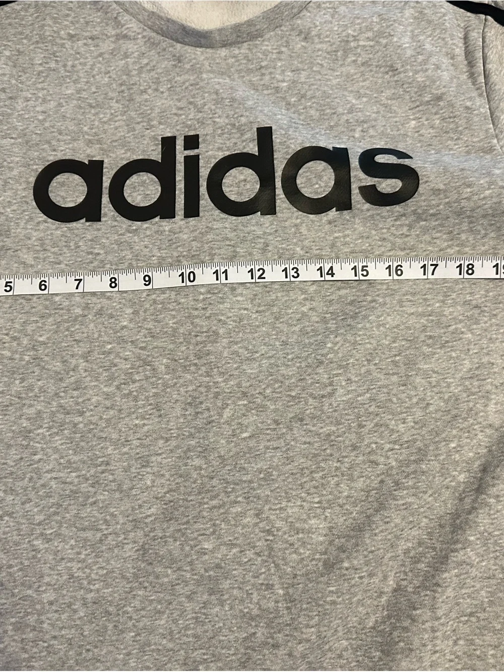 adidas Women’s Grey Large Crewneck Sweatshirt with Black Logo and Stripes